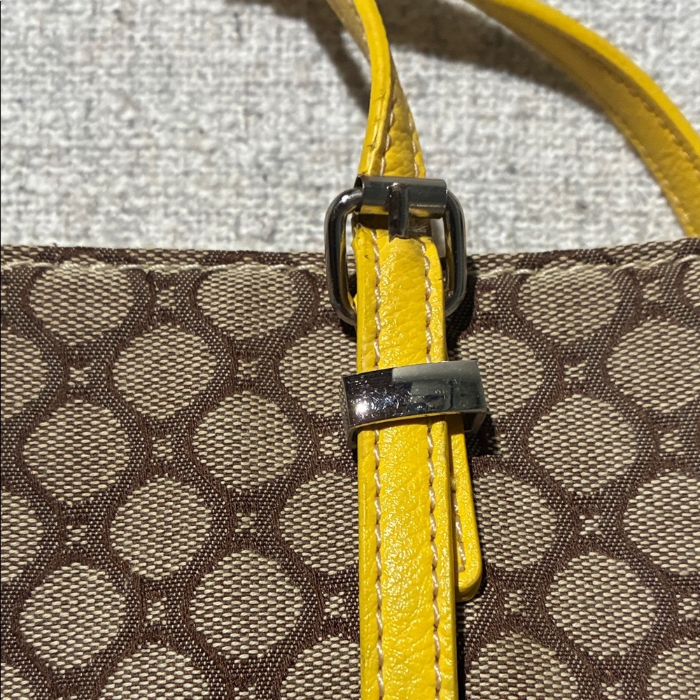 Nine West Geometric Brown and Yellow Tote - Picture 6 of 7